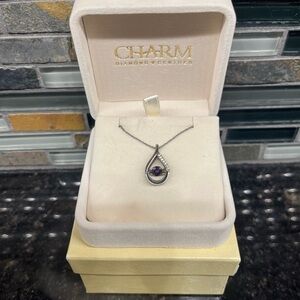 Silver and Purple Teardrop Necklace